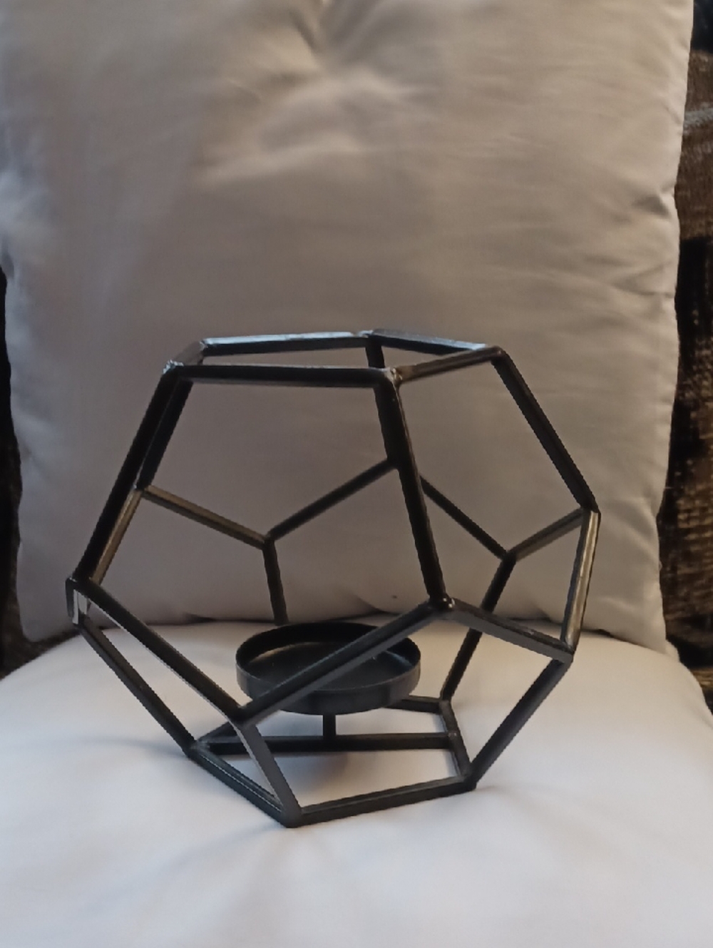 4/$40 Geometric Black Metal Candle Holder